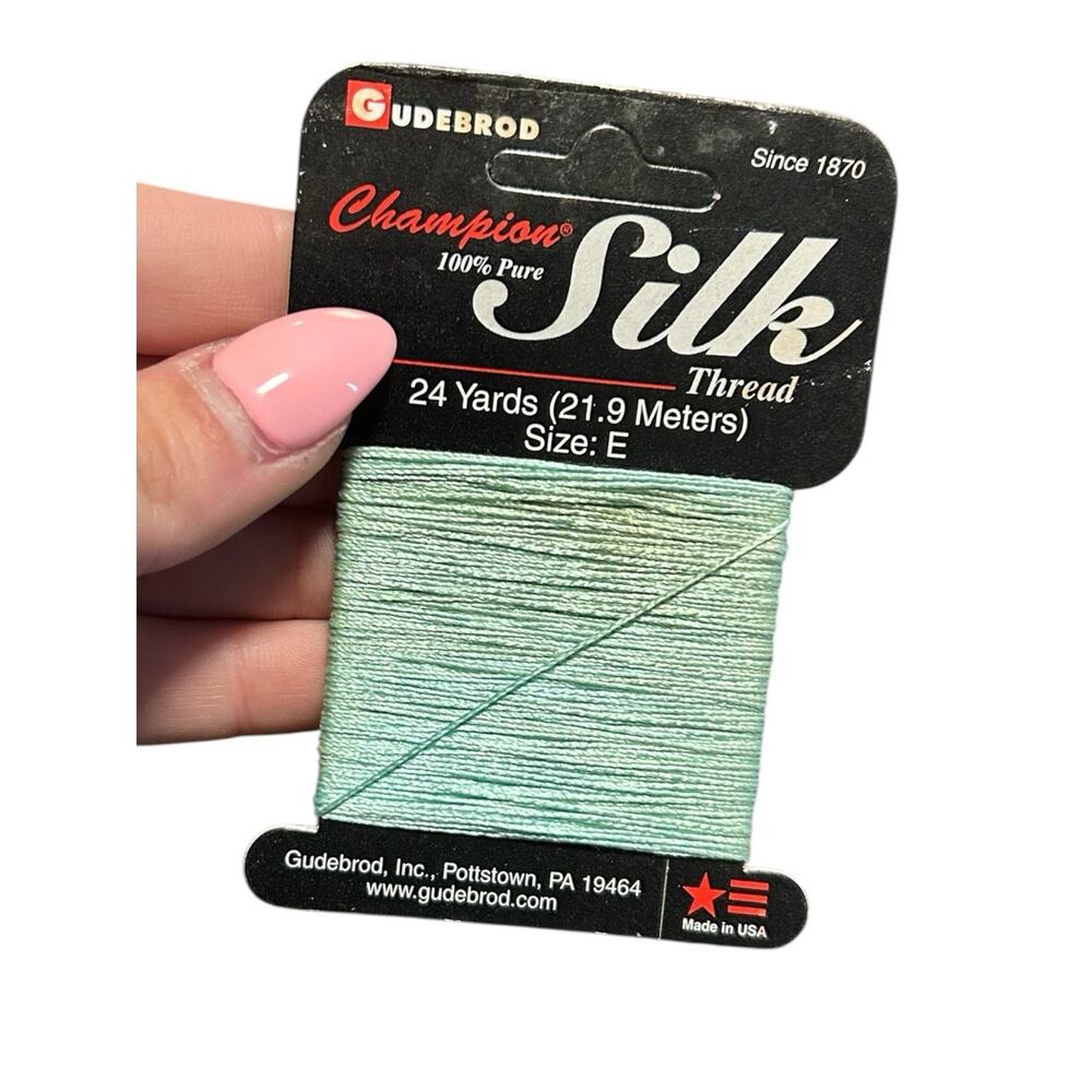 Gudebrod Champion 100% Pure Silk Bead Cord SizeE 3Ply Turquoise Discontinued USA